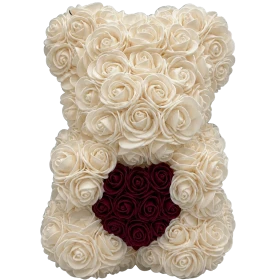 Rosenbär 25cm – Creme – Herz