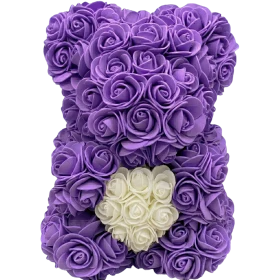 Rosenbär 25cm – Violett – Herz
