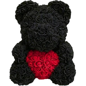 Rosenbär 40cm – Schwarz / Rot