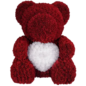 Rosenbär 70cm - Bordeaux - Herz