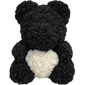 Rosenbär 40cm – Schwarz / Weiss
