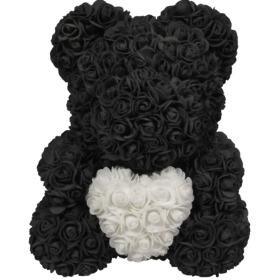 Rosenbär 40cm – Schwarz / Weiss