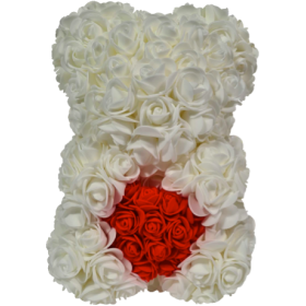 Rosenbär 25cm - Weiss - Herz