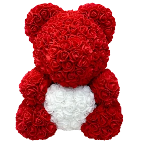 Rosebaer 40 cm - Rot / Weiss