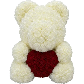 Rosenbär 40cm - Creme /  Bordeaux
