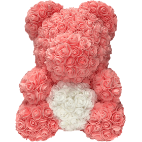 Rosenbär 40cm – Altrosa / Weiss