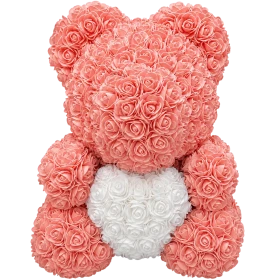 Rosenbär 40cm – Altrosa / Weiss
