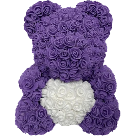 Rosenbär 40cm - Violett / Weiss