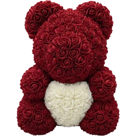 Rosenbär 40cm - Bordeaux / Weiss