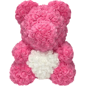 Rosenbär 40cm - Rosa Pink / Weiss