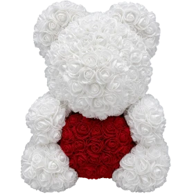 Rosebaer 40 cm - Weiss / Rot