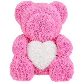 Rosenbär 70cm - Rosa Pink - Herz