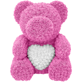 Rosenbär 70cm - Rosa Pink - Herz