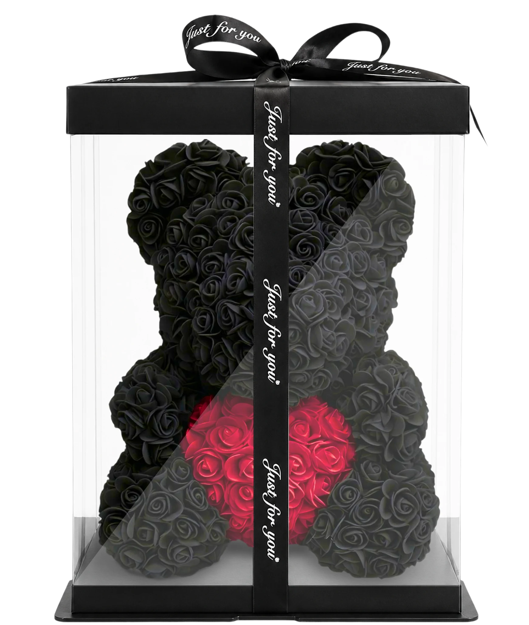 Rosenbär 40cm – Schwarz / Rot