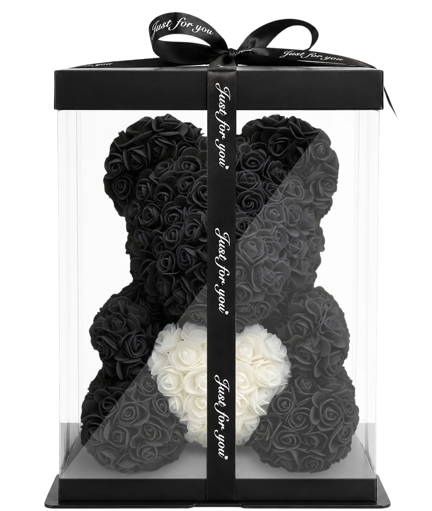 Rosenbär 40cm – Schwarz / Weiss