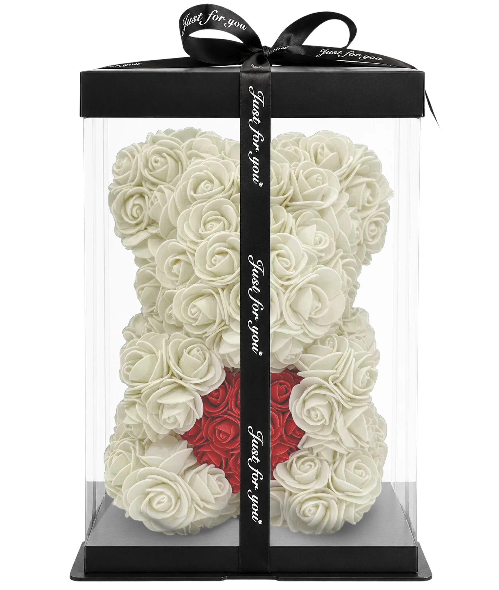 Rosenbär 25cm - Weiss - Herz
