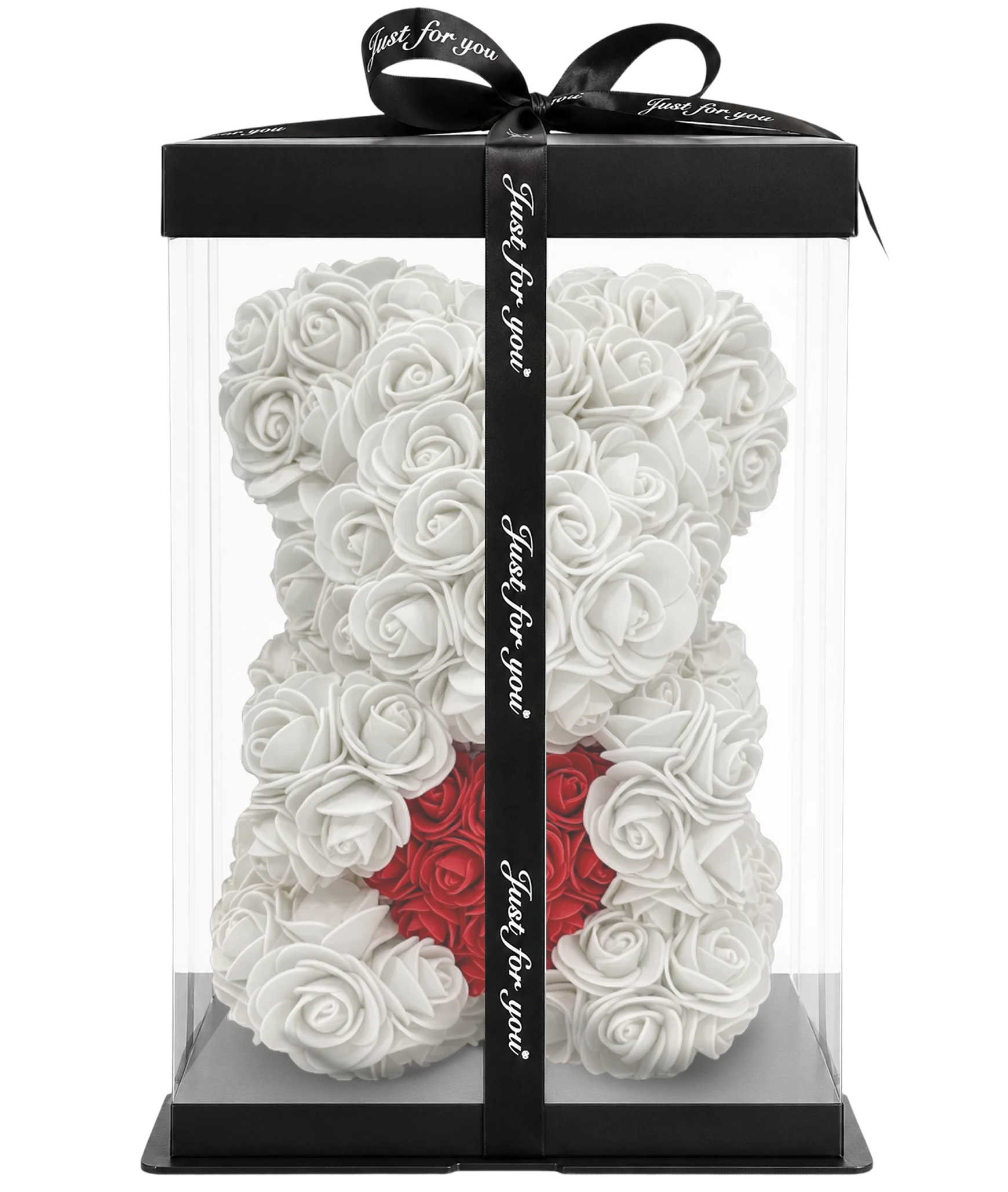 Rosenbär 25cm - Weiss - Herz