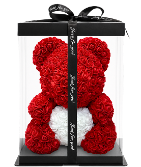 Rosebaer 40 cm - Rot / Weiss