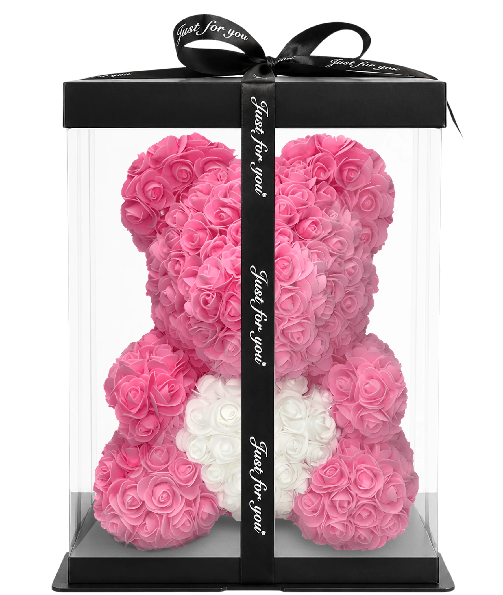 Rosenbär 40cm - Rosa Pink / Weiss