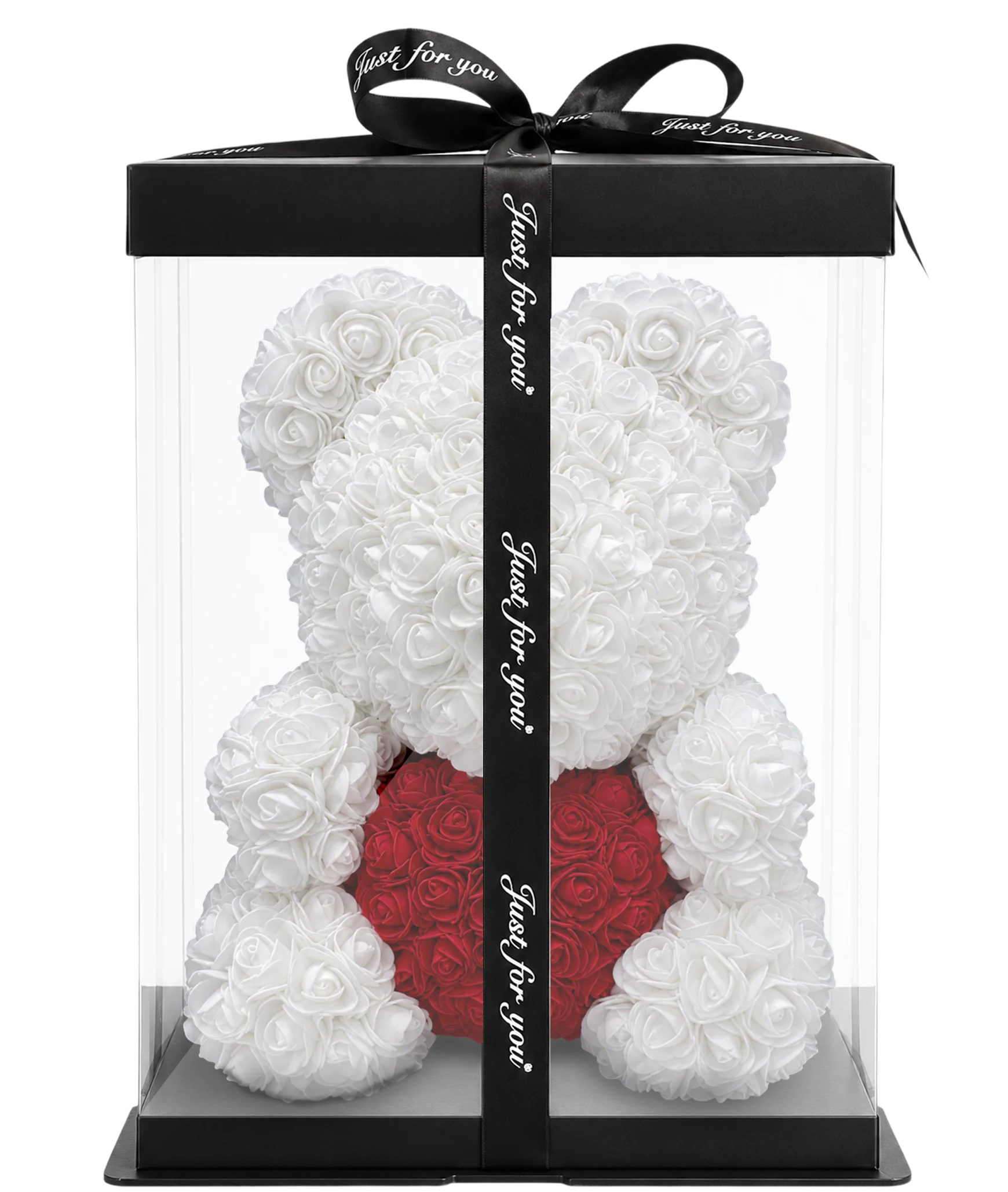 Rosebaer 40 cm - Weiss / Rot