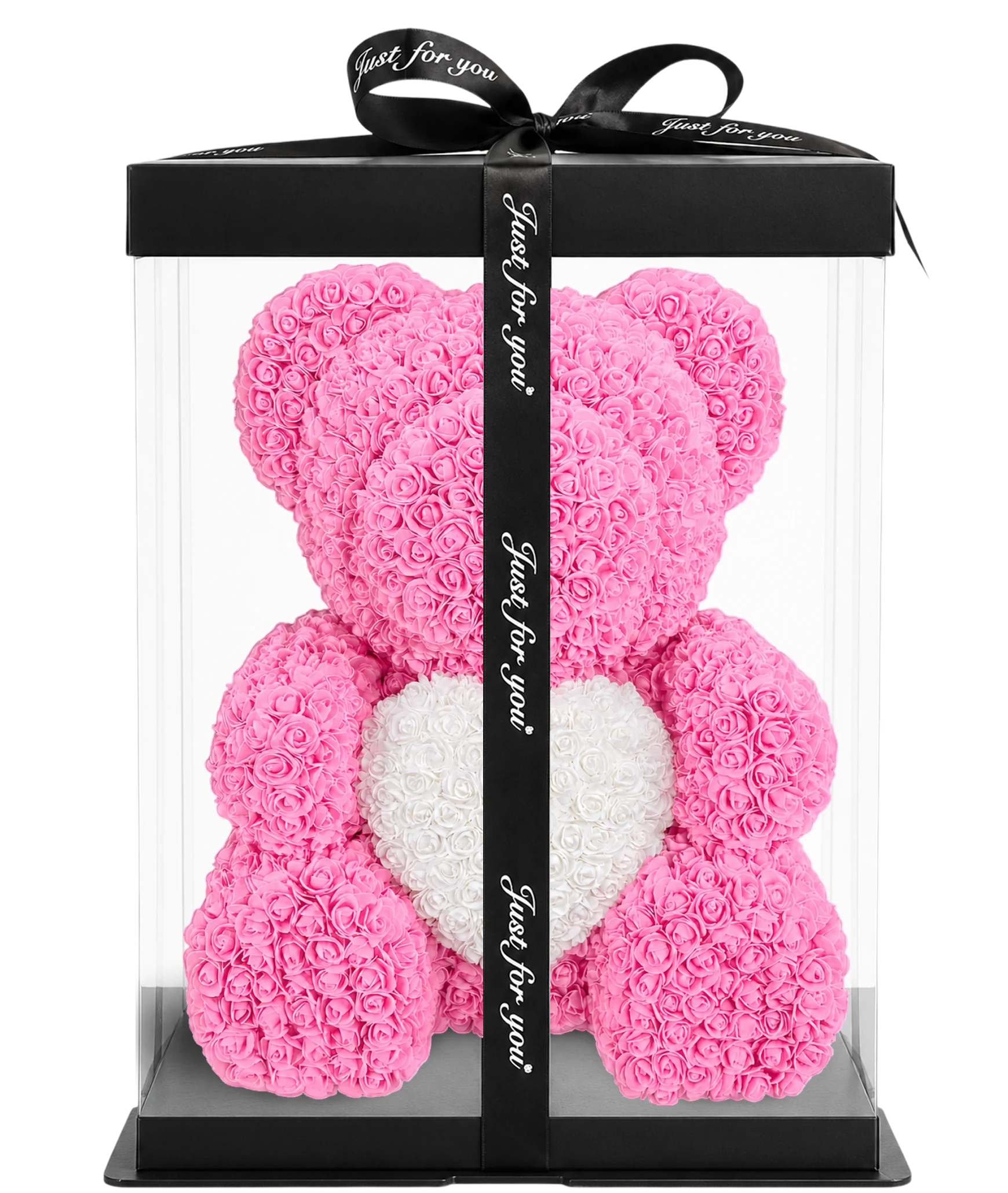 Rosenbär 70cm - Rosa Pink - Herz